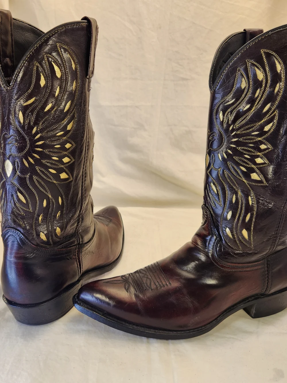 Acme VTG 1980’s Thunderbird EAGLE Inlay BLACK CHERRY Rockabilly Boots Men’s 13 D